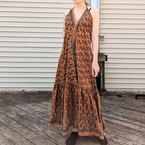 Boho Hippie Maxi Paisley Print Dress